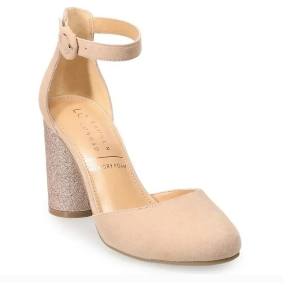 Lauren‎ Conrad Gold Hydrangea Sparkle Heels Size 6 - Picture 1 of 5